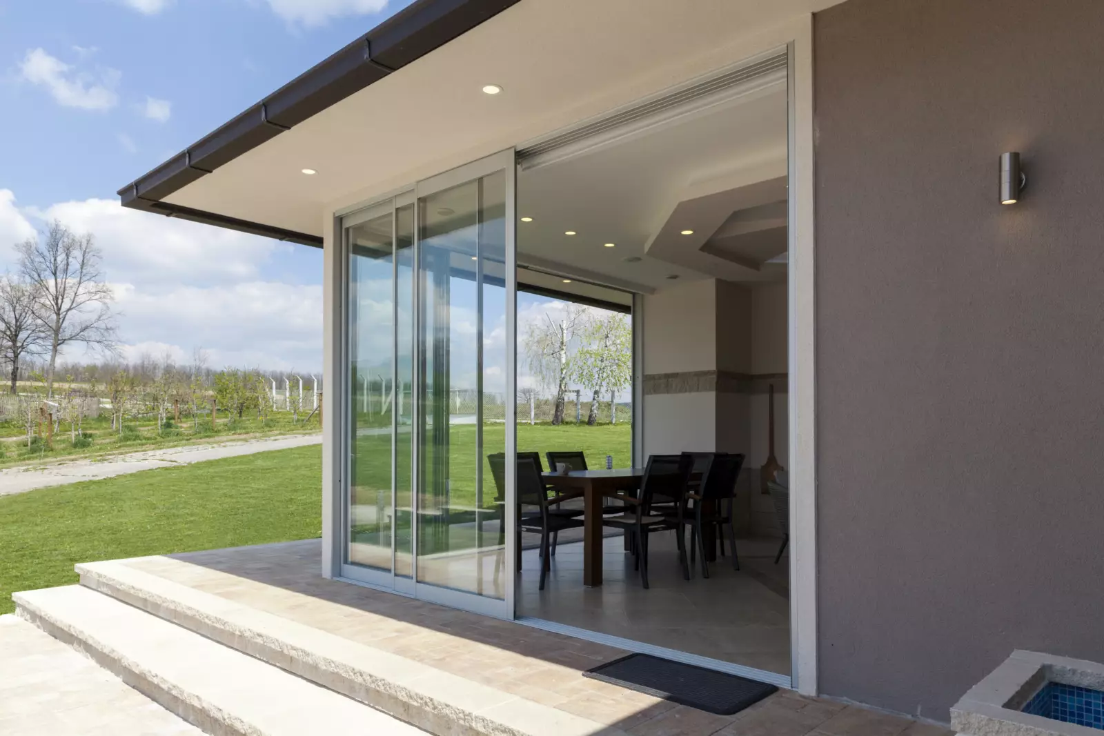 white framed sliding schuco doors